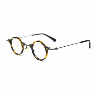 Vintage Small Round 36mm Hand Made Eyeglass Frames Titanium Acetate Full Rim Rx able Optical Men Women