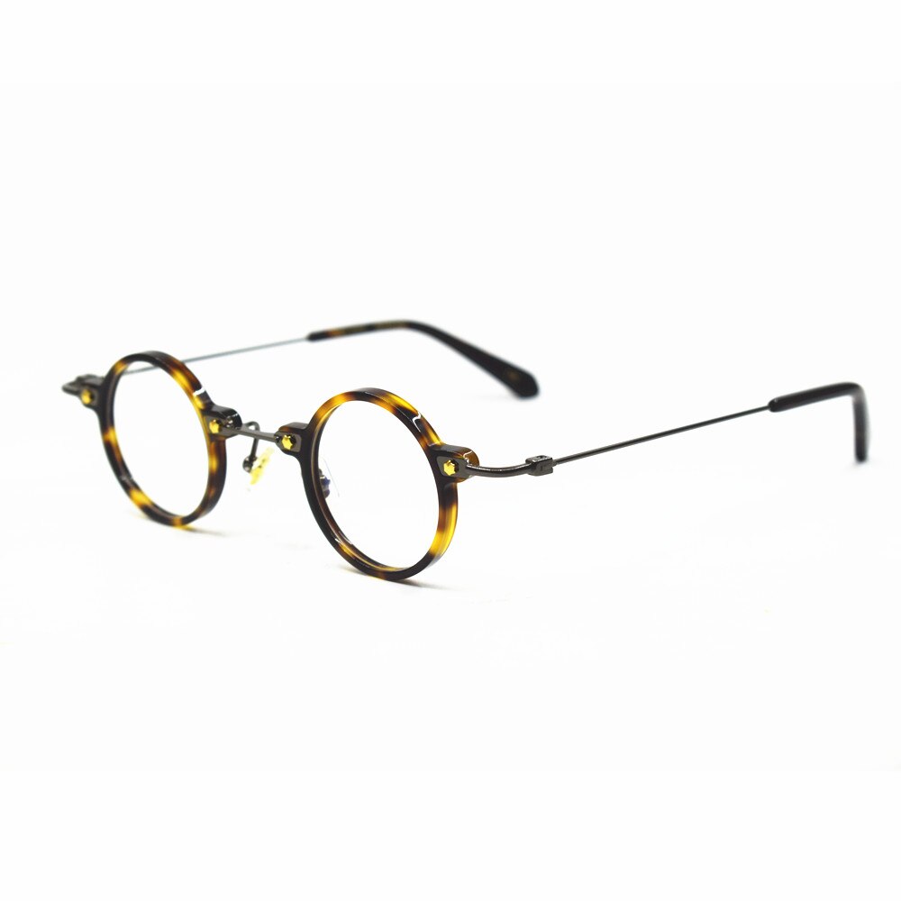 Vintage Small Round 36mm Hand Made Eyeglass Frames Titanium Acetate Full Rim Rx able Optical Men Women
