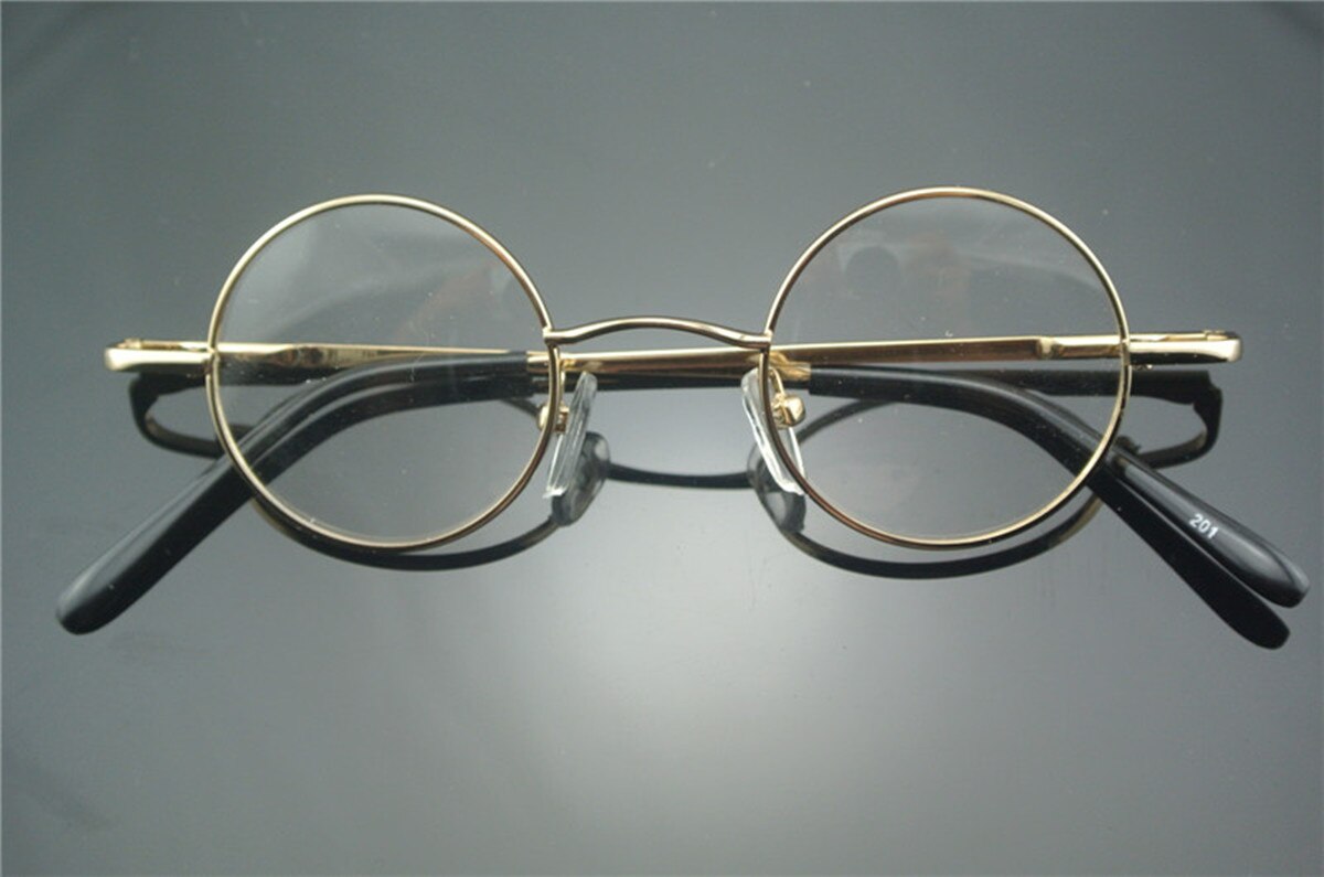 Vintage Small Round 38mm Spring Hinges John Lennon Metal Eyeglass Frames Full Rim Myopia Rx Able Glasses