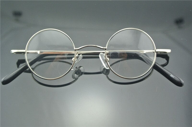 Vintage Small Round 38mm Spring Hinges John Lennon Metal Eyeglass Frames Full Rim Myopia Rx Able Glasses