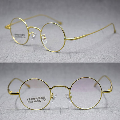 Vintage Small Round 40mm Titanium Eyeglasses Frames Full Rim Unisex Rx able Glasses