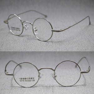 Vintage Small Round 40mm Titanium Eyeglasses Frames Full Rim Unisex Rx able Glasses