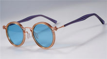Carica l&#39;immagine nel visualizzatore di Gallery, Occhiali da sole Tavat vintage tondi piccoli in lega + acetato Lenti polarizzate dal design unico con intarsio cavo Occhiali da vista da uomo da donna di buona qualità 