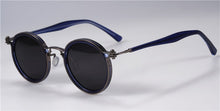 Carica l&#39;immagine nel visualizzatore di Gallery, Occhiali da sole Tavat vintage tondi piccoli in lega + acetato Lenti polarizzate dal design unico con intarsio cavo Occhiali da vista da uomo da donna di buona qualità 