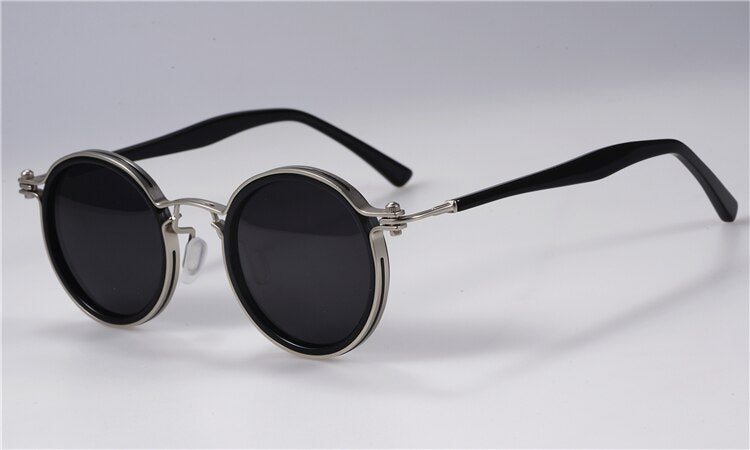 Occhiali da sole Tavat vintage tondi piccoli in lega + acetato Lenti polarizzate dal design unico con intarsio cavo Occhiali da vista da uomo da donna di buona qualità 