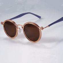 Carica l&#39;immagine nel visualizzatore di Gallery, Occhiali da sole Tavat vintage tondi piccoli in lega + acetato Lenti polarizzate dal design unico con intarsio cavo Occhiali da vista da uomo da donna di buona qualità 