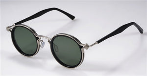 Occhiali da sole Tavat vintage tondi piccoli in lega + acetato Lenti polarizzate dal design unico con intarsio cavo Occhiali da vista da uomo da donna di buona qualità 