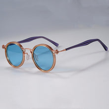 Carica l&#39;immagine nel visualizzatore di Gallery, Occhiali da sole Tavat vintage tondi piccoli in lega + acetato Lenti polarizzate dal design unico con intarsio cavo Occhiali da vista da uomo da donna di buona qualità 