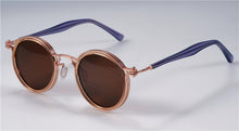 Carica l&#39;immagine nel visualizzatore di Gallery, Occhiali da sole Tavat vintage tondi piccoli in lega + acetato Lenti polarizzate dal design unico con intarsio cavo Occhiali da vista da uomo da donna di buona qualità 