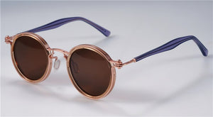 Occhiali da sole Tavat vintage tondi piccoli in lega + acetato Lenti polarizzate dal design unico con intarsio cavo Occhiali da vista da uomo da donna di buona qualità 