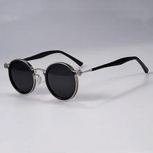 Carica l&#39;immagine nel visualizzatore di Gallery, Occhiali da sole Tavat vintage tondi piccoli in lega + acetato Lenti polarizzate dal design unico con intarsio cavo Occhiali da vista da uomo da donna di buona qualità 
