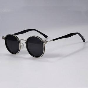Occhiali da sole Tavat vintage tondi piccoli in lega + acetato Lenti polarizzate dal design unico con intarsio cavo Occhiali da vista da uomo da donna di buona qualità 
