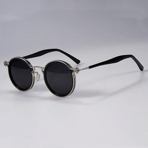 Vintage Small Round Alloy+Acetate Tavat Sunglasses Unique Hollow Inlay Design Polarized Lens Good Quality Women Man Eyeglasses