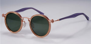 Occhiali da sole Tavat vintage tondi piccoli in lega + acetato Lenti polarizzate dal design unico con intarsio cavo Occhiali da vista da uomo da donna di buona qualità 