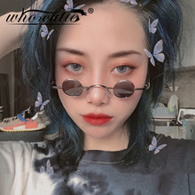 Load image into Gallery viewer, Vintage Small Round Sunglasses Women Brand Design Black Frame 90s Steampunk Goggles Circle Lens Sun Glasses Shades S136