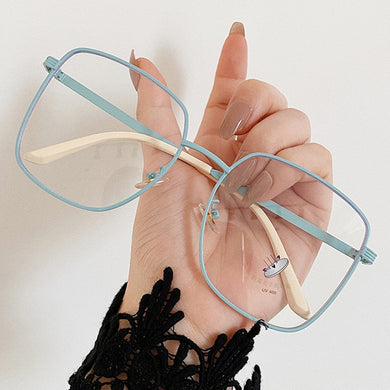 Vintage Square Anti-blue Light Eyeglasses For Women 2020 Alloy Oversized Blue Pink Computer Eyewear Female Myopia Glasses Frame