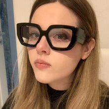 Load image into Gallery viewer, Vintage Square Big Frame Glasses Frame  wood frame glasses Female Transparent Optical Green Eyeglasses
