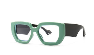 Vintage Square Big Frame Glasses Frame  wood frame glasses Female Transparent Optical Green Eyeglasses