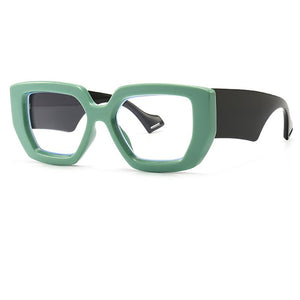 Vintage Square Big Frame Glasses Frame  wood frame glasses Female Transparent Optical Green Eyeglasses