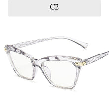 Load image into Gallery viewer, Vintage Square Clear Glasses Women 2023 Transparent Lens Cat Eye Fake Glasses Spectacle Frame Anti Blue Light Eyeglasses