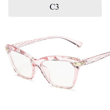 Load image into Gallery viewer, Vintage Square Clear Glasses Women 2023 Transparent Lens Cat Eye Fake Glasses Spectacle Frame Anti Blue Light Eyeglasses