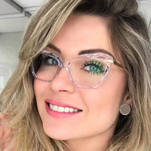 Load image into Gallery viewer, Vintage Square Clear Glasses Women 2023 Transparent Lens Cat Eye Fake Glasses Spectacle Frame Anti Blue Light Eyeglasses