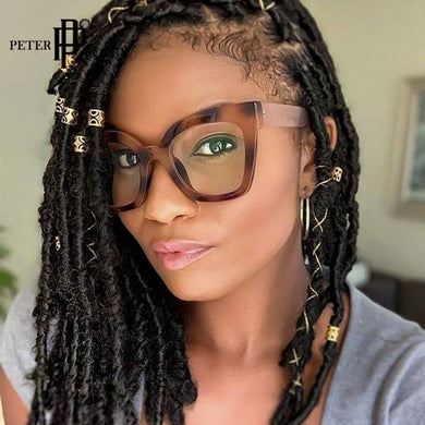 Vintage Square Eyeglasses Frame For Women Computer Anti Blue Light Glasses Leopard Cat Eye Transparent Lens Fake Glasses