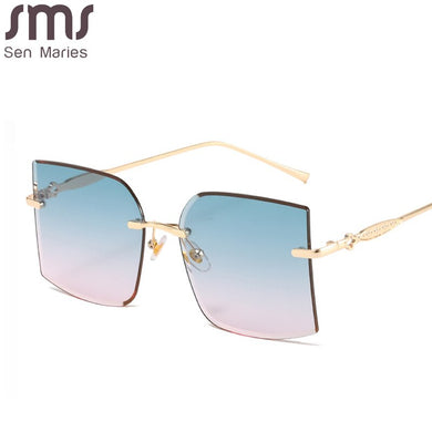 Vintage Square Rimless Sunglasses Women Retro Sun Glasses Shades  Brand Metal Sunglass UV400 Eyewear