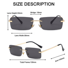 Load image into Gallery viewer, Vintage Square Sunglasses Small Women Rimless Sun Glasses Shades  Brand Metal Sunglass UV400 Eyewear