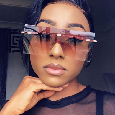 Vintage Square Sunglasses Women Siamese Oversized Sun Glasses For Women  Brand Rimless Ocean Lens Big Shades Oculos De Sol