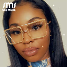 Load image into Gallery viewer, Vintage Square Women Diamond Sunglasses Frames Ladies Gold Glasses Pearl Frame Clear Lens Retro Eyewear Optical Frames