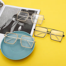 Load image into Gallery viewer, Vintage Square Women Diamond Sunglasses Frames Ladies Gold Glasses Pearl Frame Clear Lens Retro Eyewear Optical Frames
