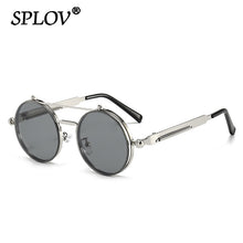 Load image into Gallery viewer, Vintage Steampunk Flip Sunglasses Retro Round Metal Frame Double Beam Sun Glasses for Men Women Designer Punk Glasses Oculos