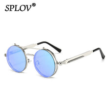 Load image into Gallery viewer, Vintage Steampunk Flip Sunglasses Retro Round Metal Frame Double Beam Sun Glasses for Men Women Designer Punk Glasses Oculos