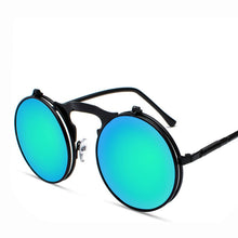 Load image into Gallery viewer, Vintage Steampunk Flip Up Men Sunglasses Women Retro Round Metal Frame Sun Glasses Hinge Design Curved Spring Legs UV400
