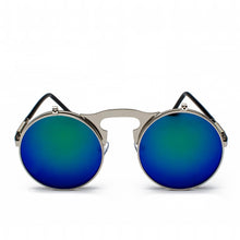 Load image into Gallery viewer, Vintage Steampunk Flip Up Men Sunglasses Women Retro Round Metal Frame Sun Glasses Hinge Design Curved Spring Legs UV400