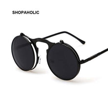 Load image into Gallery viewer, Vintage Steampunk Male Sunglasses Men Round Designer Steam Punk Metal Masculino Coating Sun Glasses for Women Oculos De Sol