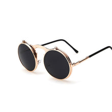 Load image into Gallery viewer, Vintage Steampunk Male Sunglasses Men Round Designer Steam Punk Metal Masculino Coating Sun Glasses for Women Oculos De Sol