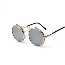 Load image into Gallery viewer, Vintage Steampunk Male Sunglasses Men Round Designer Steam Punk Metal Masculino Coating Sun Glasses for Women Oculos De Sol