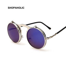 Load image into Gallery viewer, Vintage Steampunk Male Sunglasses Men Round Designer Steam Punk Metal Masculino Coating Sun Glasses for Women Oculos De Sol