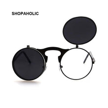 Load image into Gallery viewer, Vintage Steampunk Male Sunglasses Men Round Designer Steam Punk Metal Masculino Coating Sun Glasses for Women Oculos De Sol