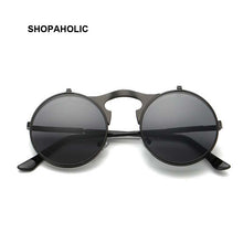 Load image into Gallery viewer, Vintage Steampunk Male Sunglasses Men Round Designer Steam Punk Metal Masculino Coating Sun Glasses for Women Oculos De Sol
