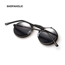 Load image into Gallery viewer, Vintage Steampunk Male Sunglasses Men Round Designer Steam Punk Metal Masculino Coating Sun Glasses for Women Oculos De Sol