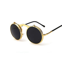 Load image into Gallery viewer, Vintage Steampunk Male Sunglasses Men Round Designer Steam Punk Metal Masculino Coating Sun Glasses for Women Oculos De Sol