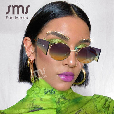Vintage Steampunk Sunglasses Women Men 2023  Brand Oval Round Sun Glases Retro Punk Glasses Eyewear Shades UV400