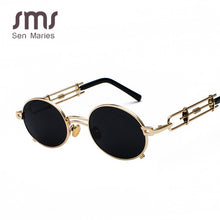 Load image into Gallery viewer, Vintage Steampunk Sunglasses Women Retro Metal Round Sunglasses Men Black Red Clear Lens Female Eyewear UV400 oculos de sel