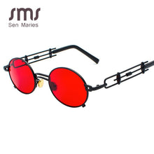 Load image into Gallery viewer, Vintage Steampunk Sunglasses Women Retro Metal Round Sunglasses Men Black Red Clear Lens Female Eyewear UV400 oculos de sel