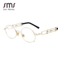 Load image into Gallery viewer, Vintage Steampunk Sunglasses Women Retro Metal Round Sunglasses Men Black Red Clear Lens Female Eyewear UV400 oculos de sel