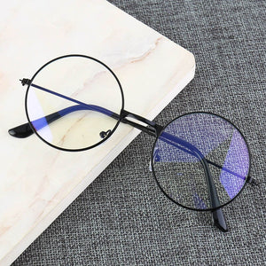 Vintage Style Women/Men Popular Round Metal Clear Lens Glasses Frame Trendy Unisex Nerd Glasses Fake Glasses