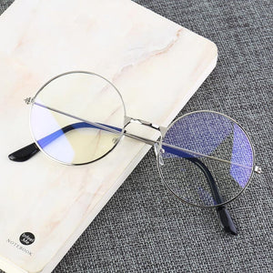 Vintage Style Women/Men Popular Round Metal Clear Lens Glasses Frame Trendy Unisex Nerd Glasses Fake Glasses